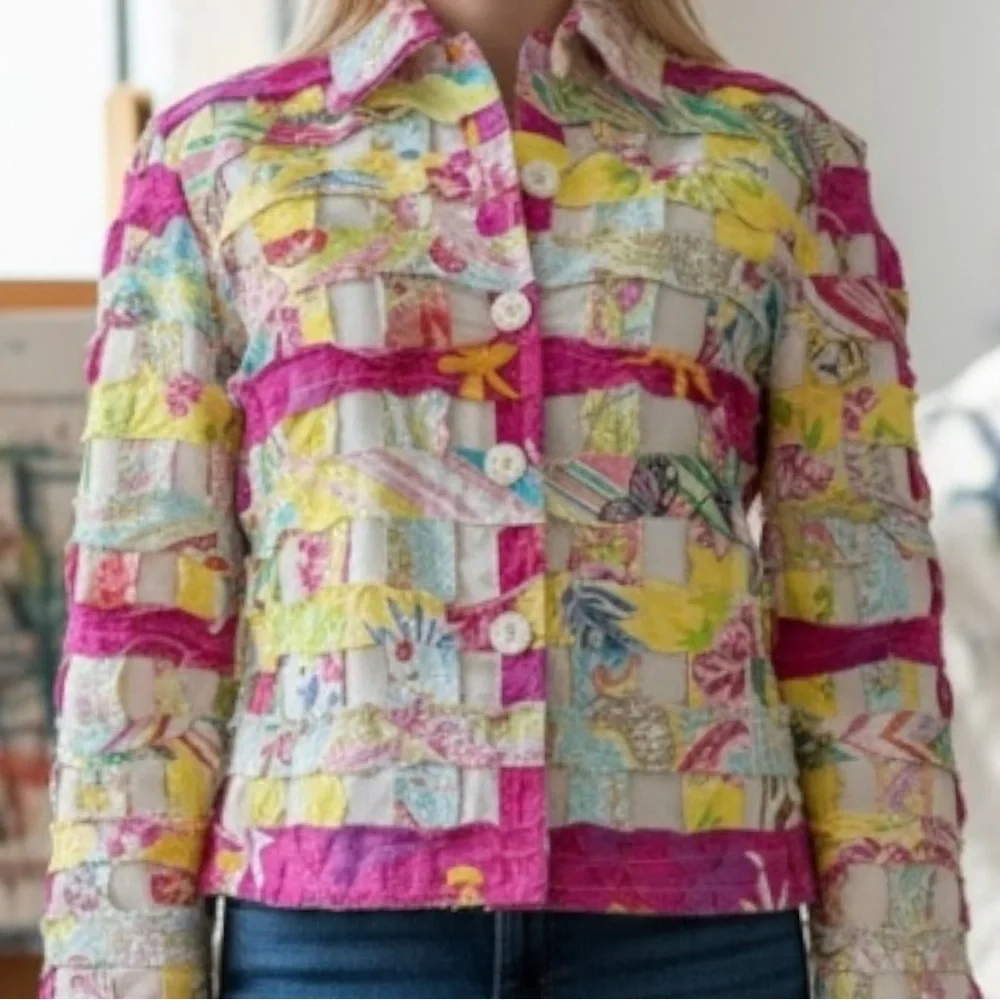 Vintage Quilt Coat Patchwork Cottagecore Bohemian Floral  Multicolor SZ SP